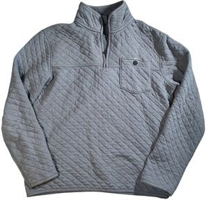 Eddie Bauer Mens Quilted Pullover Gray Long Sleeve 1/4‎ Zip Sweater Small